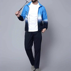 Men's Sublimation Tracksuit 100% Polyester Gradient Color Sporty Full Zipper Jogging Wear with Side Pockets Spring Outdoor Use - Product Image 3