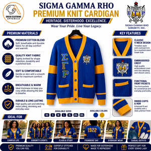 Sigma Gamma Rho Women's Blue <b>cardigan</b> <b>sweater</b> women Greek embroidery <b>sweater</b> 100% cotton knitted <b>cardigan</b> V-neck full sleeve - Product Image 5