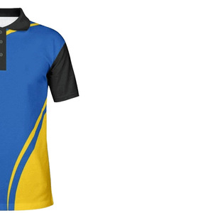 Camiseta Polo de Manga Corta para Hombre, Estampado Geométrico Azul y Amarillo, Tejido de Poliéster de Secado Rápido, Ropa Deportiva Informal - Product Image 4