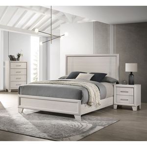 Comodino Contemporaneo con Due Cassetti in Legno, Colore Bianco/Beige - Product Image 6