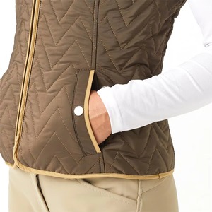 Chaleco acolchado para mujer, sin mangas, cintura alta, largo completo, patrón geométrico, cierre con cremallera, color marrón - Product Image 5