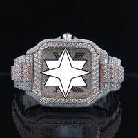 Montre mécanique de luxe pour homme, style antique, sertie de moissanite VVS, analogique, en acier inoxydable, verre, fournisseur indien direct