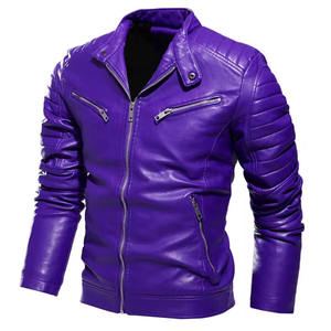 Chaqueta de Cuero para Motociclista, Corte Ajustado, Color Rojo, para Hombre, Estilo Casual, de Cuero PU, Resistente al Viento, con Cierre, para Otoño e Invierno - Product Image 4