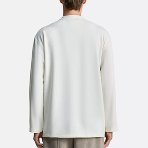 <b>Men's</b> White <b>Long</b> <b>Sleeve</b> <b>Henley</b> Pullover Regular Fit Knitted Cotton Breathable Minimalist Style Autumn Wear - Product Image 4
