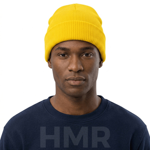 Bonnet unisexe en acrylique HMR Sisterhood Brotherhood, jaune uni, style décontracté pour adultes, 56-58 cm, tricoté à la machine - Product Image 5