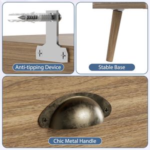 Comò in legno a 6 cassetti con maniglie in metallo camera da letto e soggiorno in stile fattoria per armadi e camere da letto - Product Image 5