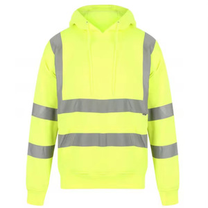 Sudadera con Capucha Reflectante de Alta Visibilidad, Ropa de Trabajo de Seguridad, Amarillo y Azul Marino con Rayas Plateadas para Uso en Construcción y Tráfico - Product Image 2