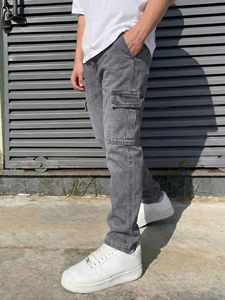 Fabricante Profesional, Venta al Por Mayor Personalizada, Jeans Cargo Ligeros de Color Azul Claro para Hombre, Estilo Multibolsillos de Alta Calidad - Product Image 3