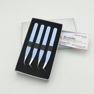 อุปกรณ์ต่อขนตาปลอมติดเพชรสีฟ้าปรับแต่งได้สำหรับเด็กทารกแหนบปลายแหลมทำจากสเตนเลส45องศา - Product Image 4