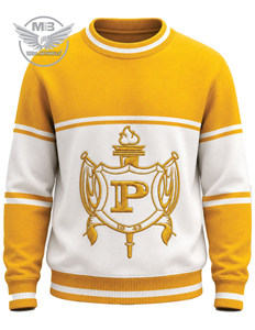 Suéter sin Cuello para Mujer Philo, Amarillo y Blanco, con Logotipo Bordado, Manga Larga, Tejido de Punto, Informal para Invierno - Product Image 1