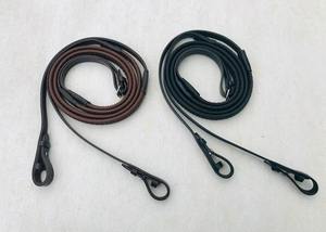 Cordes de menage Bio Grip pour chevaux, en caoutchouc flexible et cuir ciré, pour saut d'obstacles et dressage, emballage en gros, noir et brun - Product Image 2