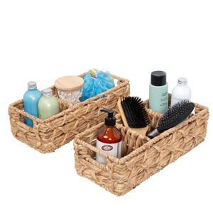 Ensemble de paniers (lot de 2), paniers de rangement en jacinthe d'eau naturelle - Product Image 2