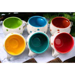 Tasses à café en céramique indiennes classiques Rainbow Core, fabriquées en Inde - Product Image 2