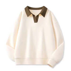 เสื้อสเวตเชิ้ตผู้หญิงแบบมีซับใน น้ำหนัก 320 กรัม คอปกติดกระดุม ผ้าถักกันหด พิมพ์ลายด้านหน้าตามสั่ง สำหรับฤดูใบไม้ร่วงและฤดูหนาว คุณภาพสูง - Product Image 2