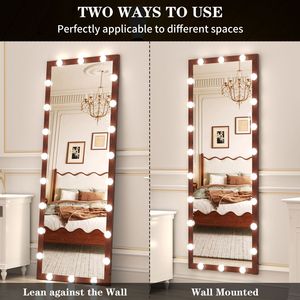 Specchio da terra a figura intera a LED per Hollywood, con 3 modalità di colore, illuminato a parete, 3000K bianco caldo 4000K - Product Image 3