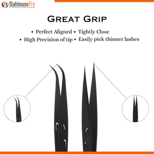 Pince à épiler Stahlmann Pro de haute qualité avec logo personnalisé, en acier inoxydable, lisse et dentelée, fine, durable, prise en main parfaite BSB-733-11BLK - Product Image 3