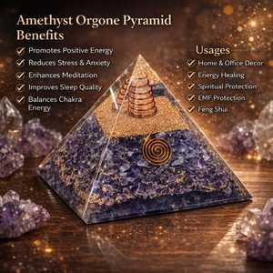 Pirámide de Orgonita de Resina de Amatista al por Mayor con Bobina de Cobre, Virutas de Piedras Preciosas y Geometría Sagrada para Sanación Energética - Product Image 2