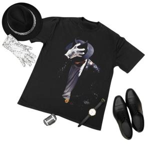 Camiseta informal de hip hop para hombre, de manga corta, de punto, con estampado 3D de Michael Jackson, de color sólido - Product Image 2
