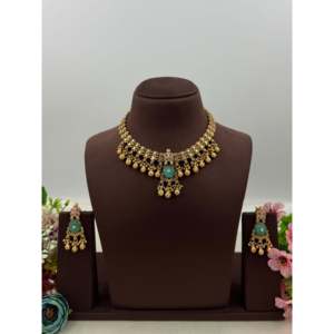 <b>Indian</b> Ethnic Imitation Gold-Plated Steel <b>Necklace</b> <b>Set</b> by Anju Chorski - Product Image 1