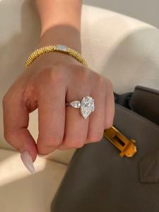 Anillo de Diamante Cultivado en Laboratorio con Corte Pera, Color D, Oro Blanco Sólido de 18K, 3g, Certificado IGI, Joyería Fina de Lujo para Mujer, Anillo de Compromiso y Boda - Product Image 6