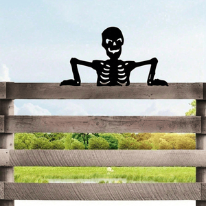 CIFbuy Plaque Murale Silhouette Crâne Gothique en Fer, Décoration d'Halloween pour Extérieur et Intérieur, Jardin, Cour, Maison, TikTok pour Temu Pick Serv - Product Image 1