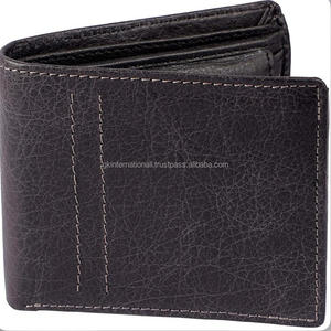 Cartera de cuero de vaca suave de dos tonos de gran capacidad de estilo Vintage para hombre, cierre abierto, monedero bordado corto, función RFID - Product Image 5