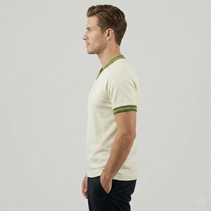 Classic Retro Blank Soccer Training Shirt Men's Unbranded V-Neck Jersey Contrast Striped Cuff Breathable Activewear Custom Bulk - Product Image 4