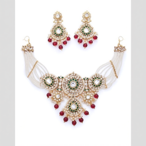 <b>Bridal</b> Kundan Choker Necklace <b>Set</b> with Earrings-Elegant Imitation <b>Jewelry</b> - Product Image 2