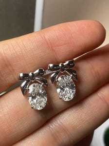 2ct Oval Lab Grown Diamond <b>Earrings</b> E VS1 14k Gold Oval <b>Halo</b> Stud - Product Image 2