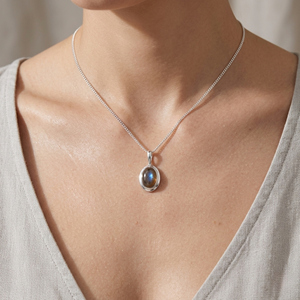 Labradorita, Plata de Ley 925, Forma Ovalada, Colgante Chapado en Plata, Fabricación de Joyas, Piedra Tallada, Piedra de Nacimiento de Junio - Product Image 6