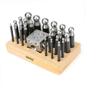 Dapping Block and Punch Set 24 Pcs Dapping Punches Block Set Hole Punch Set Dapping Die Block Jewelry <b>Doming</b> Equipment's Disc - Product Image 1