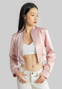 Chaqueta Varsity de Satén para Mujer, Cuello Alto, Forro de Nailon Cómodo, Color Personalizable, Elegante, Nueva Llegada - Product Image 3