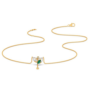 สร้อยคอเพชร Leaf Embrace Green Stone ประดับด้วยจี้รูปหยดน้ำอันละเอียดอ่อนและดีไซน์ที่ได้รับแรงบันดาลใจจากธรรมชาติอย่างสง่างาม - Product Image 2