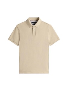 Polo de Manga Corta para Hombre, Color Beige, Algodón Piqué, Tejido Informal, Color Sólido, Transpirable, Corte Regular - Product Image 4
