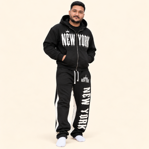 REXFITSPORTS Men's Heavyweight Graphic Tracksuit Set Custom <b>Full</b> <b>Zip</b> <b>Hoodie</b> and Baggy Sweatpants Oversized Streetwear Two Piece - Product Image 5