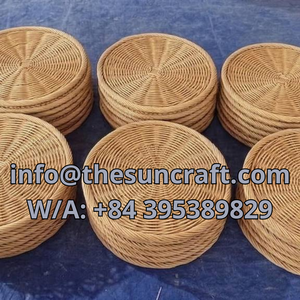 Organic Rattan <b>Placemat</b> Hand-Woven Round Table Decoration for Eco-Conscious Events Natural Non-Toxic Fiber - Product Image 4