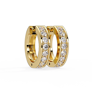 Modern Channel Set 14K Pure Gold <b>Huggie</b> Hoop Earrings Round Cut Lab Grown Diamond Anniversary Gifts Everyday Luxury Jewelry - Product Image 2