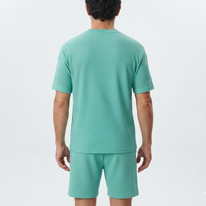 Ensemble de sport OEM pour homme en coton pur lavé, coupe ample, style streetwear, comprenant un T-shirt à manches courtes et un short, idéal pour l'été - Product Image 5