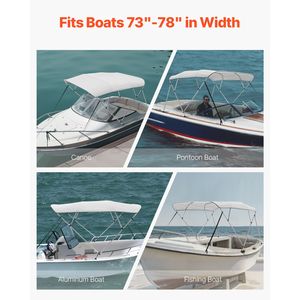 Tendalino Bimini a 4 Archi in Poliestere 600D con Telaio in Lega di Alluminio, Impermeabile, Parasole per Barca, Accessorio per Imbarcazioni - Product Image 6