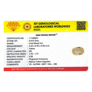 Loose 3.05 Carat Oval Cut Yellow Sapphire Gemstone for Fine Jewelry - Product Image 4