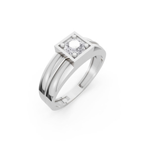 Anillo Modernista Aarinya para Hombre con Bisel Cuadrado, Diamante Cultivado en Laboratorio, Oro de 14K y Diseño Acanalado - Product Image 6