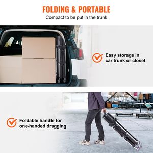 Ergonomic Handle Lockable Wheels Portable 165LBS Heavy Duty Aluminium <b>Foldable</b> Utility Service <b>Cart</b> with 3 Shelf Rolling <b>Cart</b> - Product Image 5