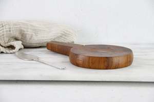 Tabla de Quesos Vintage de Madera con Cuchillo, Tabla de Cortar Redonda de Teca, Plato Decorativo para Servir Queso, Decoración para Cocina y Comedor - Product Image 3