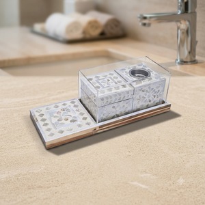 Quemador de Incienso de Bambú con Incrustaciones de Madreperla, Cubierta Acrílica, Caja de Regalo para Ramadán, Artículos Religiosos - Product Image 1