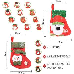 Set di 16 Mini Calze Natalizie 3D con Babbo Natale, Pupazzo di Neve e Renna, Porta Posate e Calze Decorative da Appendere all'Albero - Product Image 3