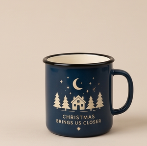 Bulk Buy Custom Printed Metal Teacup Vintage Style Iron Enamel Coffee <b>Mug</b> Outdoor Winter Wonderland Companion Featuring - Product Image 2