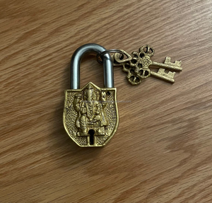 Cadenas en laiton artisanal durable Lord Ganesh, style traditionnel vintage, décoratif, pour la sécurité des portes et armoires, à usage religieux - Product Image 6
