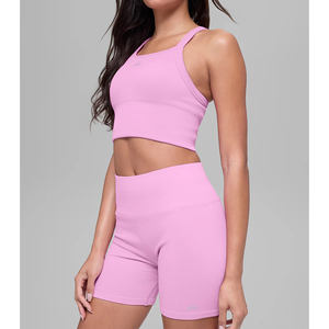 Ropa Deportiva Personalizada, Nueva Ropa de Yoga de Spandex con Cintura Alta, Chaqueta de Gimnasio para Mujer, Conjunto Deportivo sin Costuras sin Mangas - Product Image 1