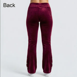 กางเกงเลกกิ้งเอวสูงทรงขาบานประดับดาวคริสตัลสีม่วง ยืดได้ แฟชั่นสตรีทแวร์ ทรงพรีเมียม - Product Image 3