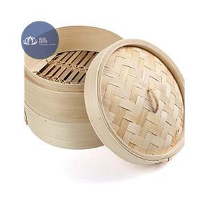 Panier vapeur en bambou naturel durable de haute qualité avec couvercle en verre – Vente en gros - Product Image 1